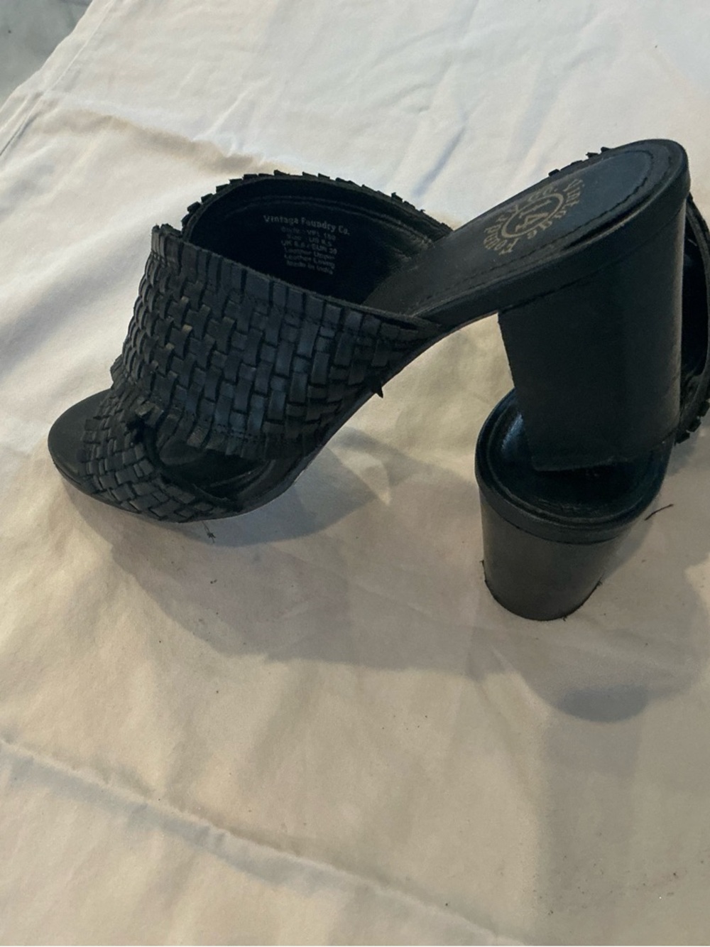 Vintage Foundry Black Woven Slide Sandals